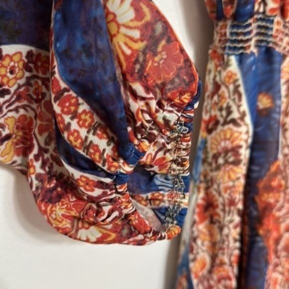 Show Me Your MuMu Off the Shoulder Long Sleeve Mini Floral Dress Size M - Picture 4 of 7
